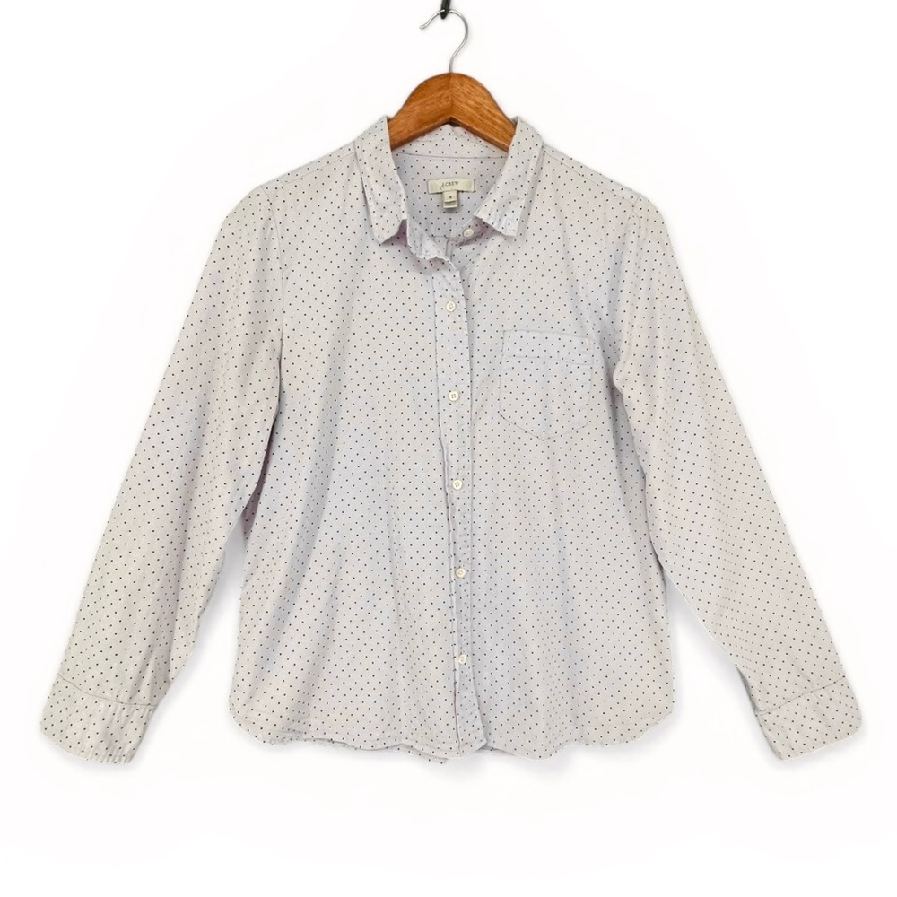 J.Crew Lilac & Black Polka Dot Button‑Down Shirt 100% Cotton Size 12